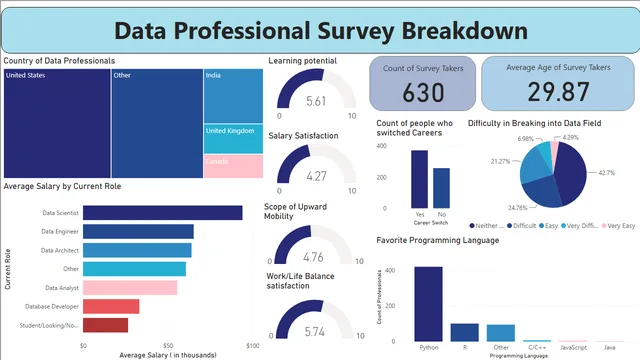 Data Professional Survey Breakdown Final — dashboard de Governança BI em Power BI