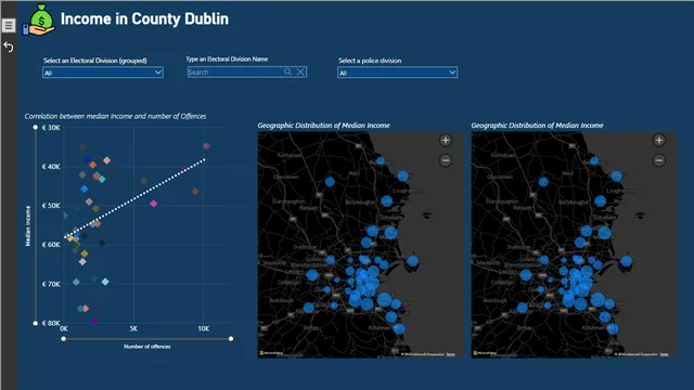 Dublin crime data — panel de Segurança en Power BI