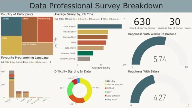 Data Professional Survery Dashboard — dashboard de Operações em Power BI