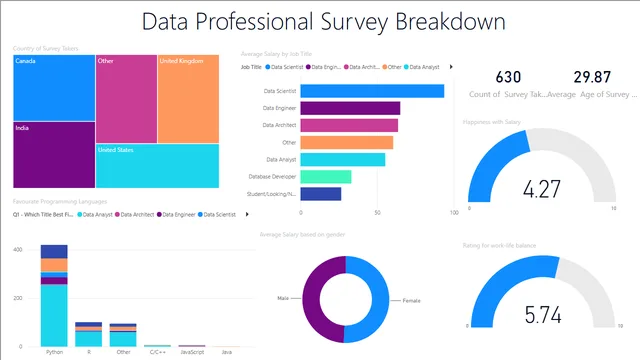 Data Professional Survey report — dashboard de Governança BI em Power BI