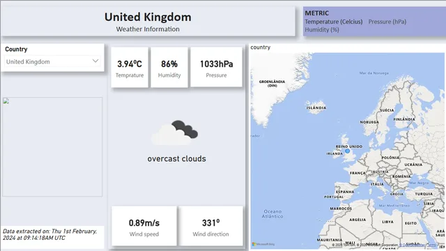 Global Weather Overview — dashboard de Operações em Power BI