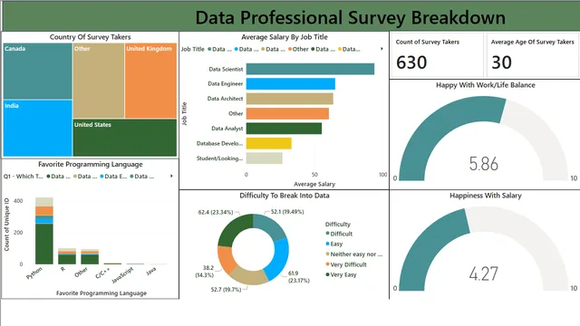 Project-2 (Data Professional Survey Breakdown) — Operations dashboard in Power BI