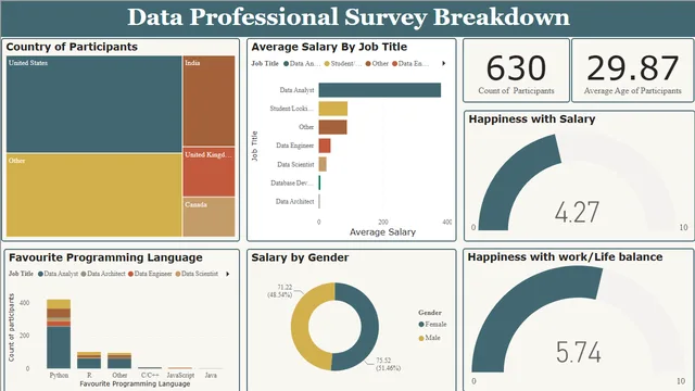 Data Professional Survey VIZ — Governança BI dashboard in Power BI