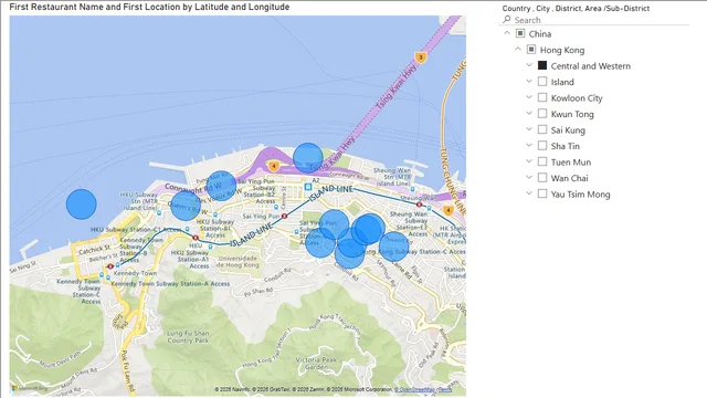 हलाल रेस्टोरेंट मैप - Power BI — Power BI में Alimentação डैशबोर्ड