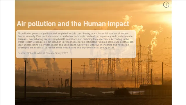 Air Pollution Design 1 — dashboard de Meio Ambiente em Power BI
