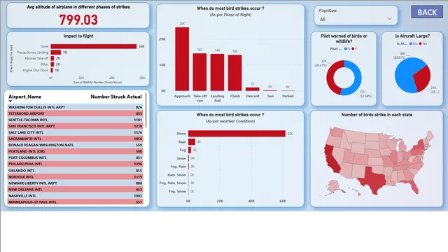 Bird_Strike_Analysis — dashboard de Operações em Power BI