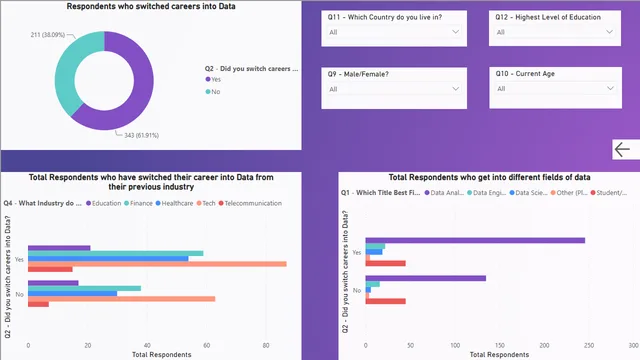 Data Professional Survey Analysis — dashboard de Governança BI em Power BI