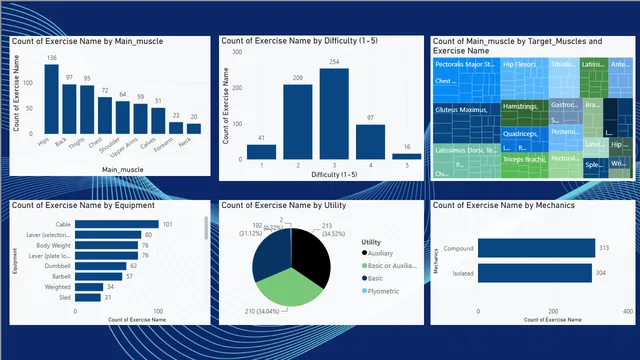 Gym Exercise Dashboard — dashboard de Operações em Power BI