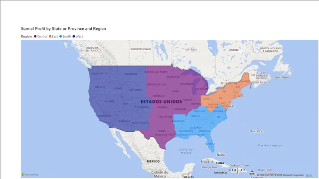 Filled Map — panel de Visualização en Power BI