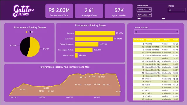 Kitten — Análise de Dados dashboard in Power BI