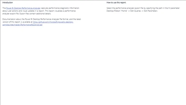 PerformanceAnalyzerExportReport — panel de Otros en Power BI