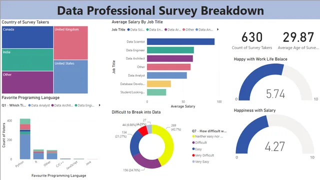 Data Professional Survey Breakdown - First DashBoard — HR dashboard in Power BI