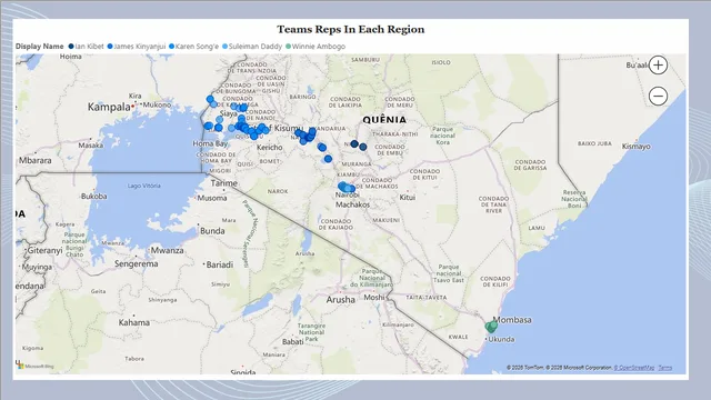 BiReportOnSalesTrial1 — tela Teams Reps on Map