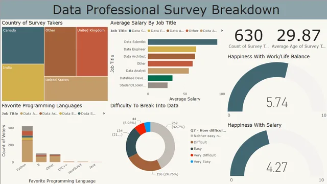 Data Professional Survey Visualization — Power BI में Governança BI डैशबोर्ड