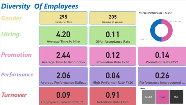 Diversity Of Employees — dashboard de RH em Power BI