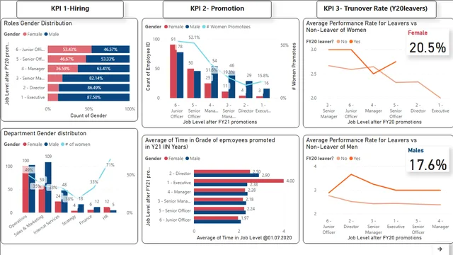 Gender balance at Exceutive suite — HR dashboard in Power BI