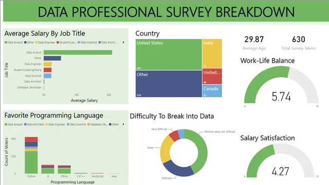 DATA PROFESSIONAL SURVEY DASHBOARD — dashboard de Pesquisa em Power BI