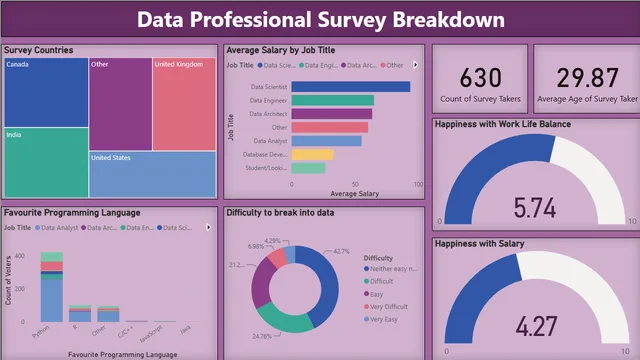 Data Professional Survey — dashboard de RH em Power BI