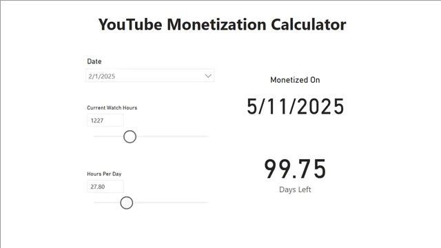 Example_13_Youtube Monetization Calculator — Operations dashboard in Power BI