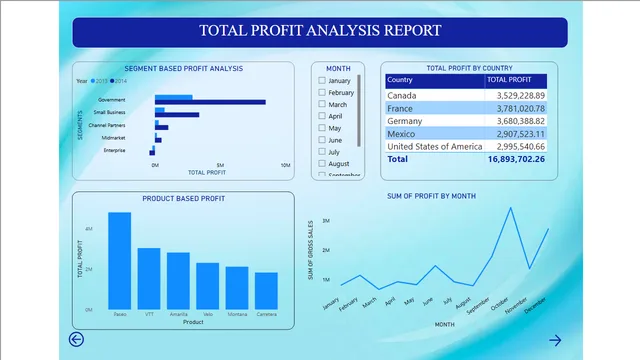 FinancialSample — tela TOTAL PROFIT SUMMARY