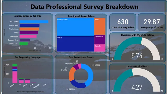 Data Profession survery — HR dashboard in Power BI
