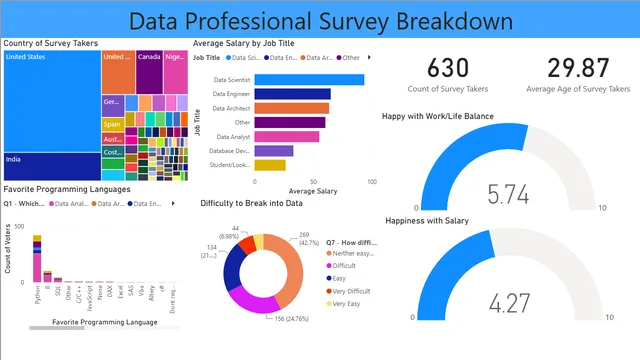 Data Professional Survey Visualisation — dashboard de Governança BI em Power BI