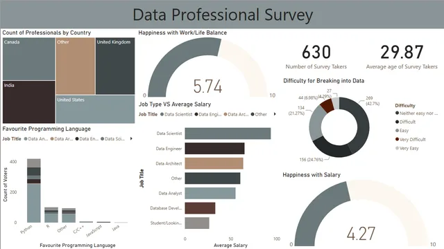 DataProfessionalSurveyReport — panel de Governança BI en Power BI