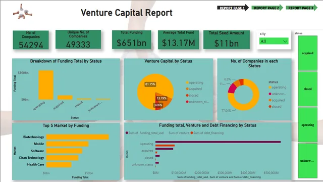 Venture Capital Report 4 — Power BI में वित्त डैशबोर्ड